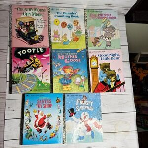 Little Golden Book Lot of 8 Tootle‎ Mother Goose Christmas Like New